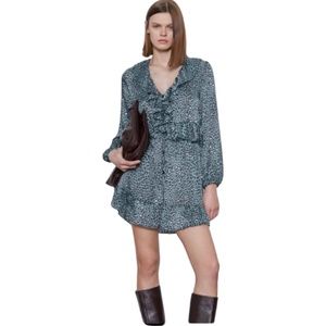 NWT ZARA ANIMAL PRINT RUFFLE DRESS